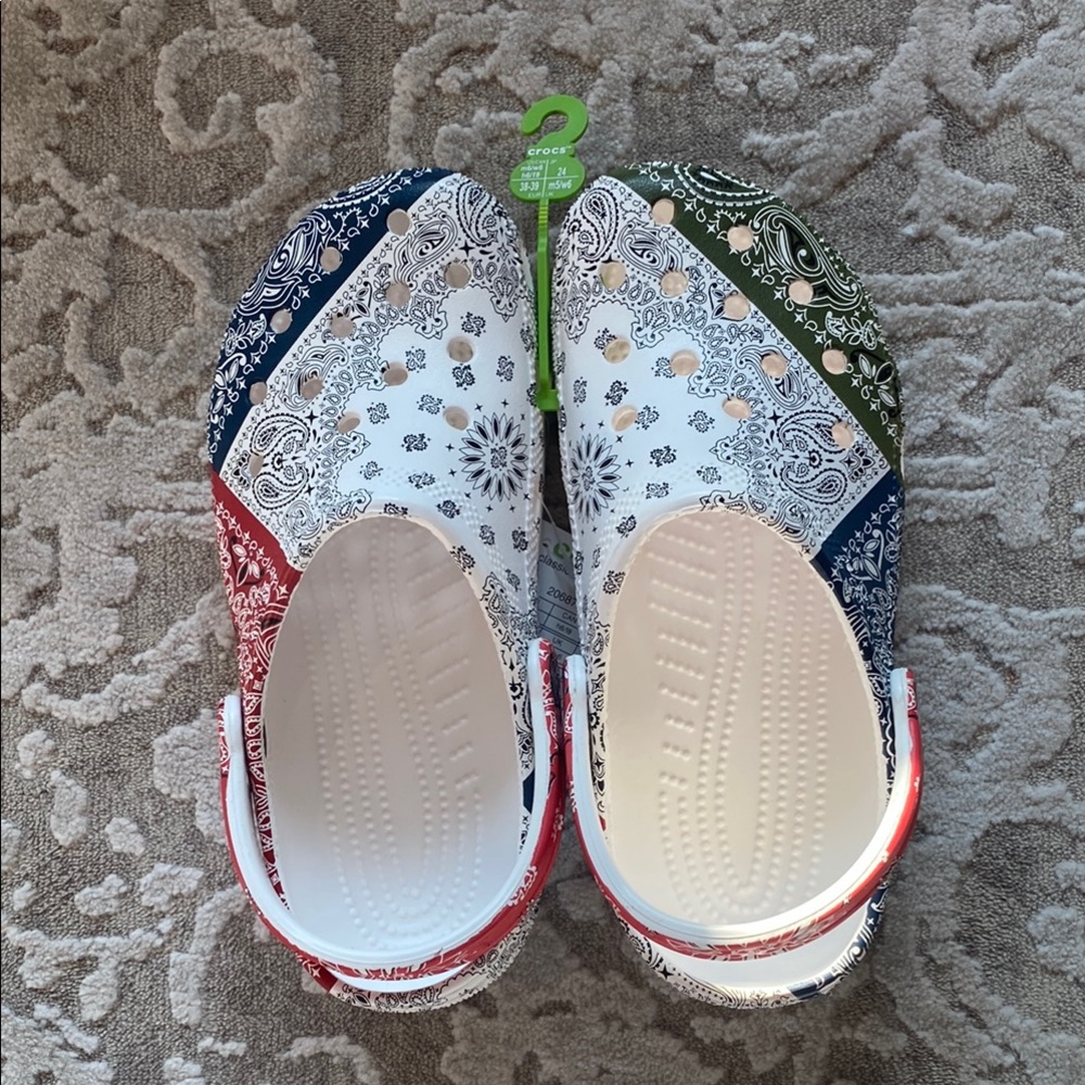 CROCS Classic Bandana Red Blue White Green Clog Slippers- Men’s